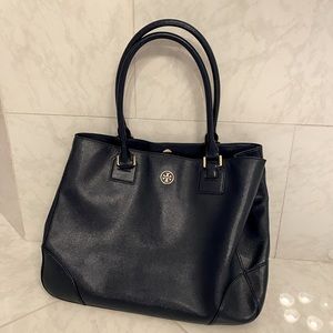 BLUE patent leather Tory Burch tote bag EUC